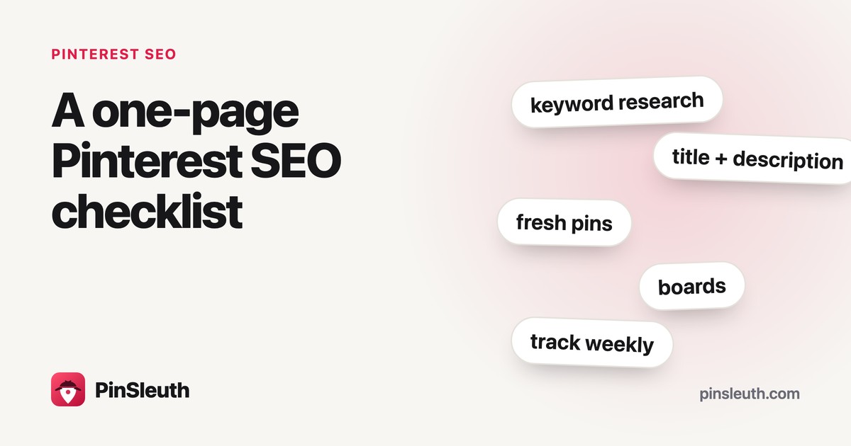 A one-page Pinterest SEO checklist